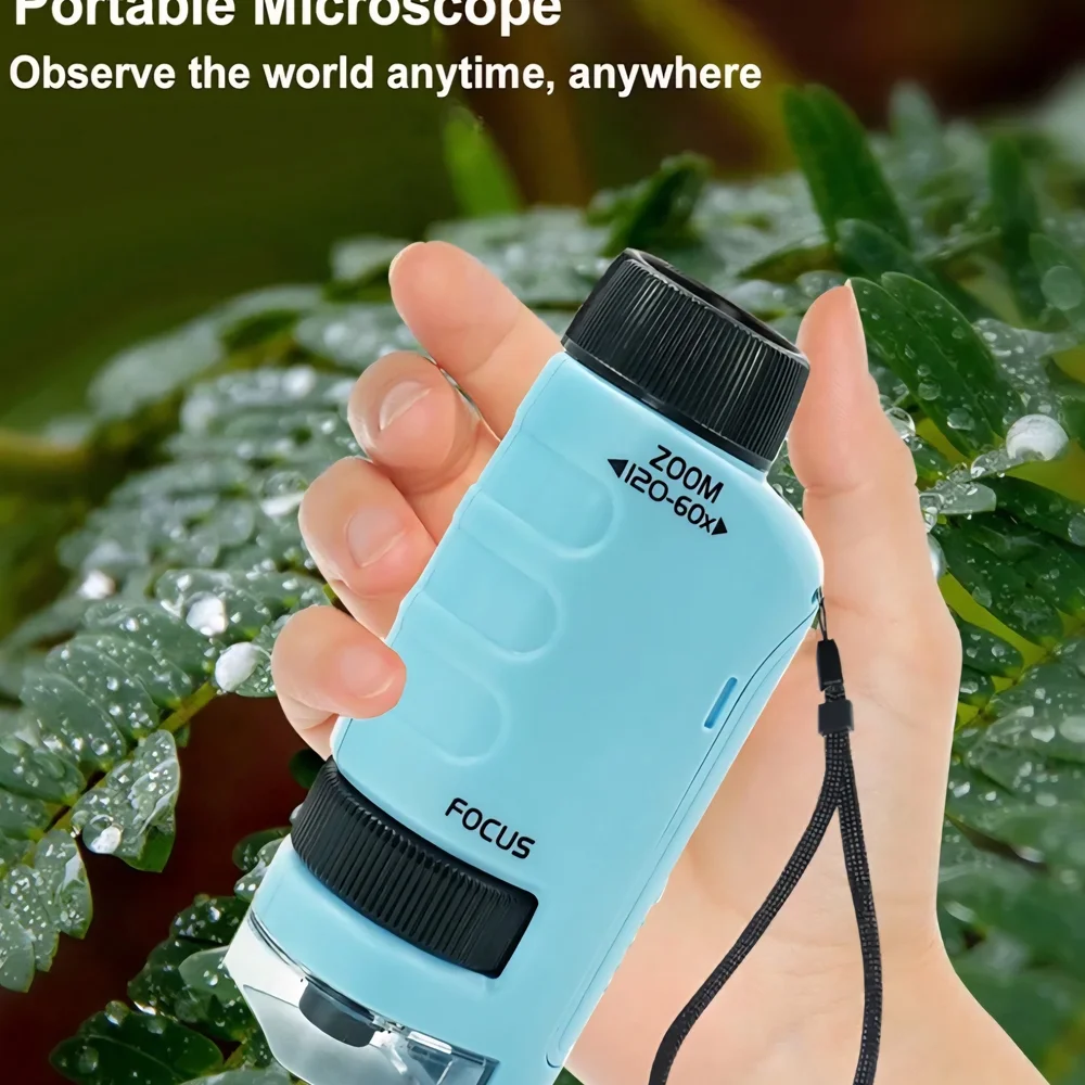 Blue Portable Zoom Microscope 120-60x